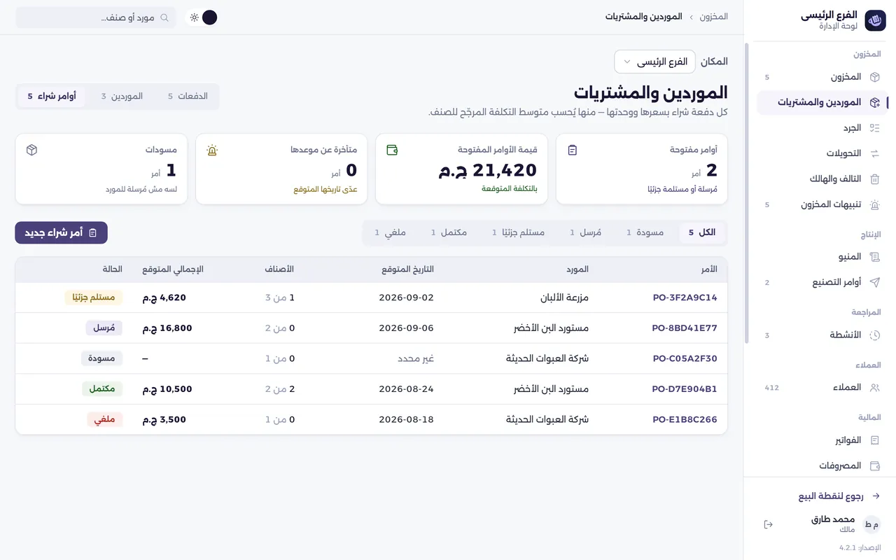 شاشة أوامر شراء